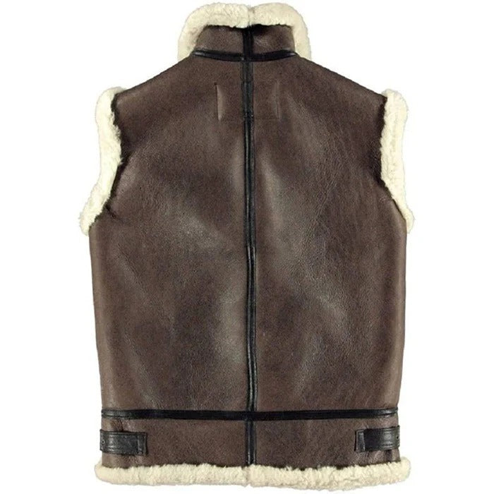 Men’s Brown Leather Shearling Vest