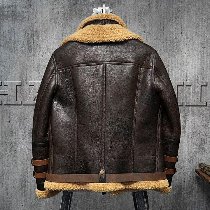 Men's B3 Flight Sheepskin Aviator Fur Leather Jacket