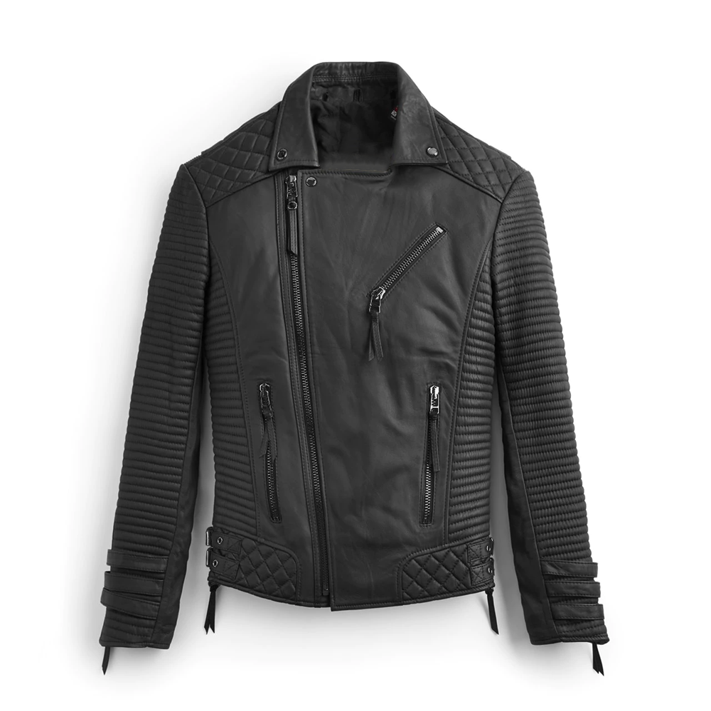 Men's Classic Black Leather Motorcycle Jacket