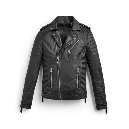 Men's Classic Black Biker Leather Motorbike Jacket