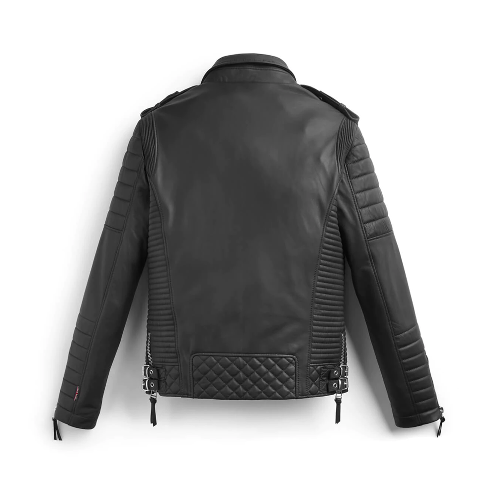 Men's Classic Black Biker Leather Motorbike Jacket