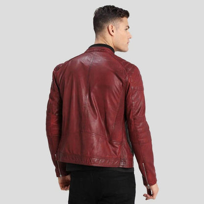 Men's Red Biker Leather Jacket