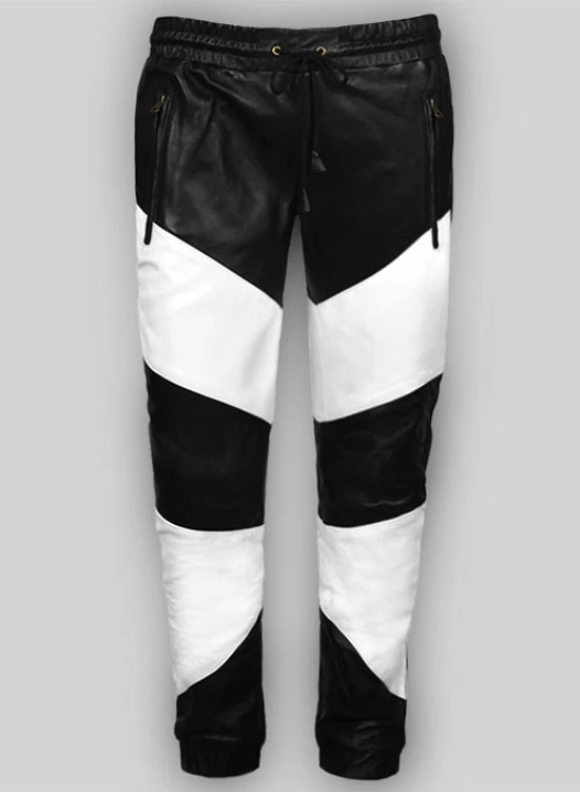 Premium Men's Leather Pants in Black & White - Modern Style