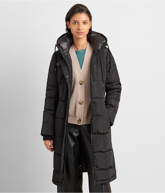 Women's Puffer Trench Coat In Black