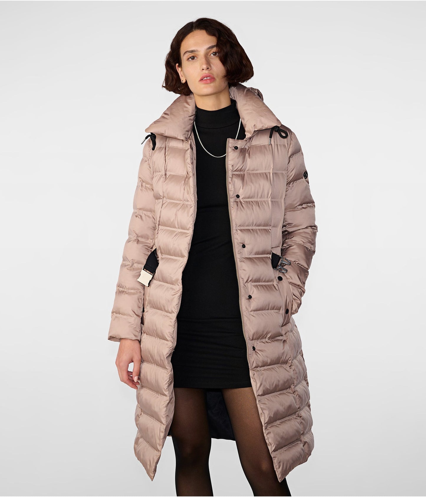 Women's Puffer Trench Coat in Tea Pink