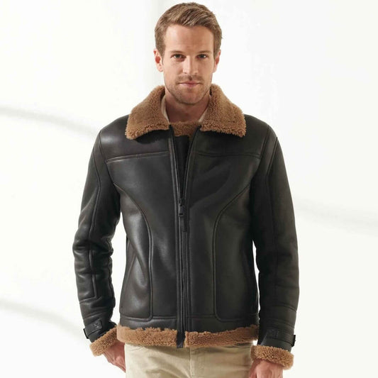  Premium Black Leather Shearling Jacket