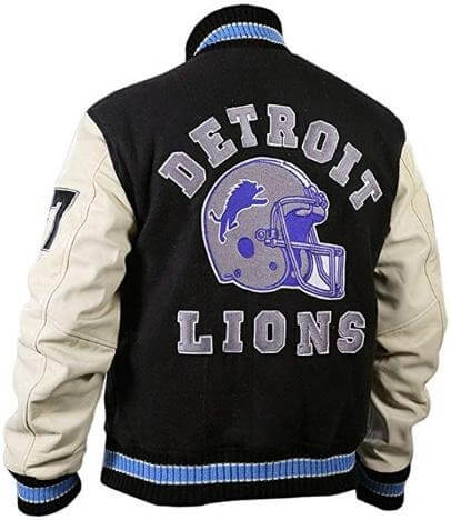 Men's Beverly Hills Cop Axel Foley Detroit Lions Letterman Biker Jacket