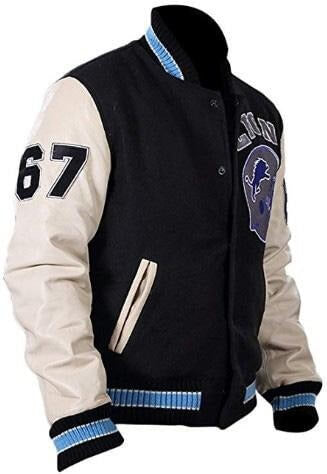 Men's Beverly Hills Cop Axel Foley Detroit Lions Letterman Biker Jacket