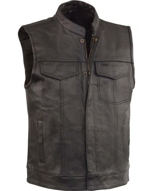 Black Open Neck Club Style Vest