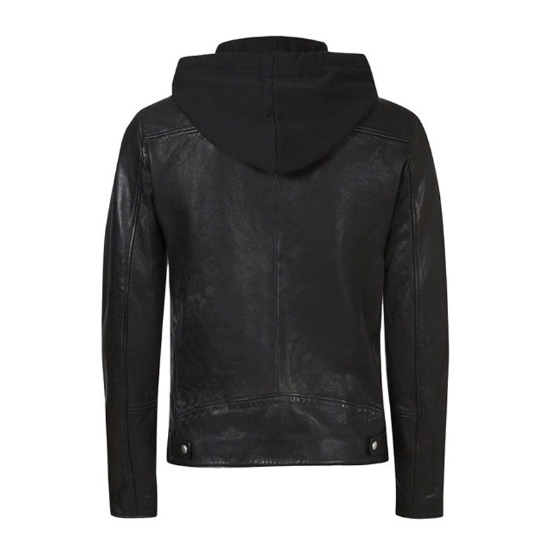 Black Leather Biker Jacket For Men