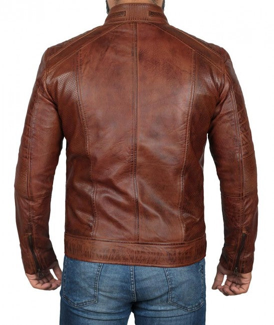 Austin Chocolate Brown Waxed Leather Jacket