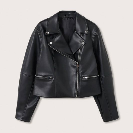 Black Women's Leather Biker Jacket