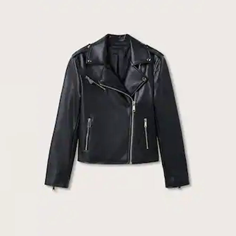 Women's Black Lambskin Leather Biker Jacket