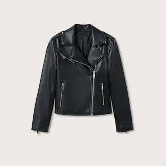 Women's Black Lambskin Leather Biker Jacket