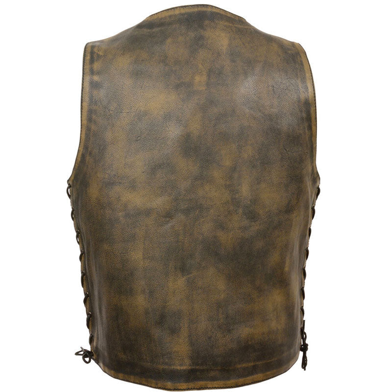 Men's Brown Distressed 10-Pocket Utility Vest