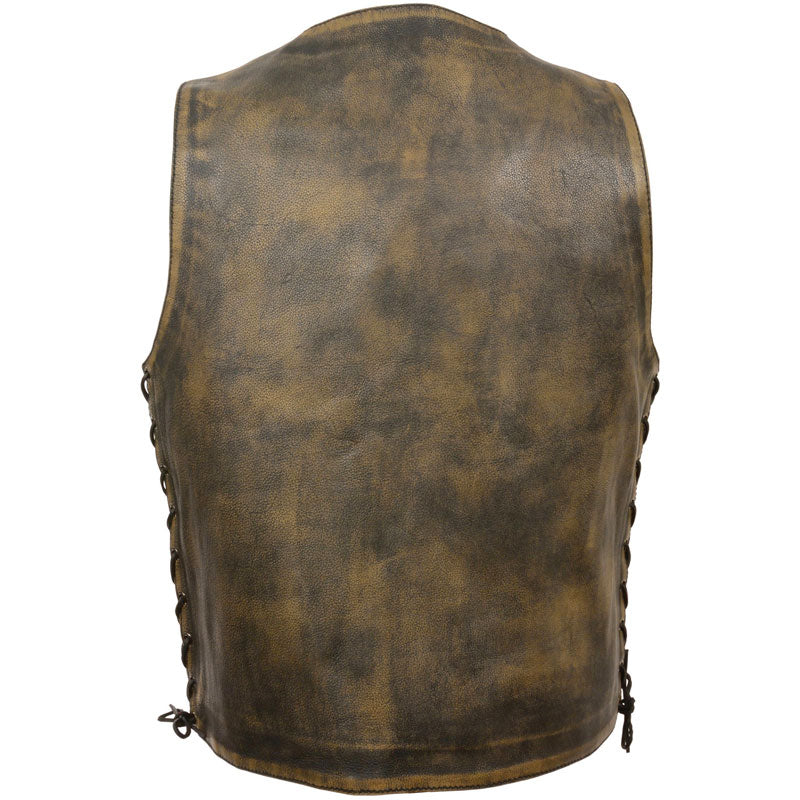 BROWN DISTRESSED 10 POCKET VEST