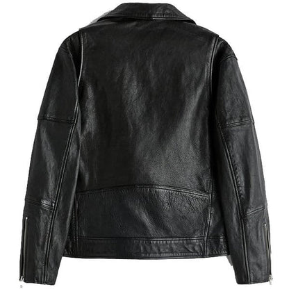 Men's Black Leather Biker Motorcycle Jacket