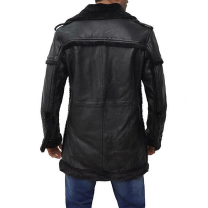 Black Long Shearling Coat Men's