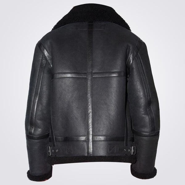 Stylish Black Shearling Aviator Jacket for Men