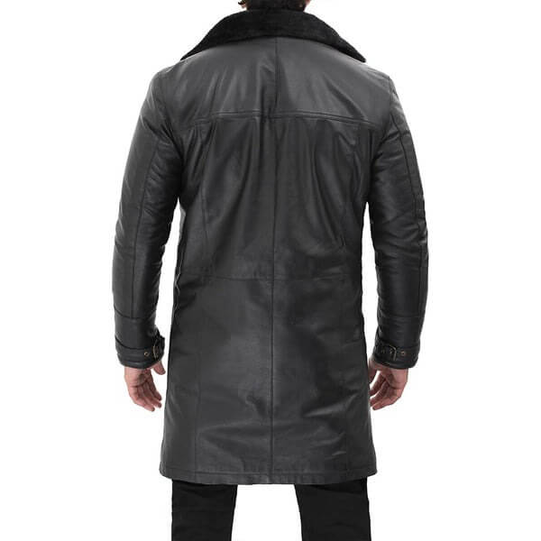  Premium Black Shearling Leather Coat for Men