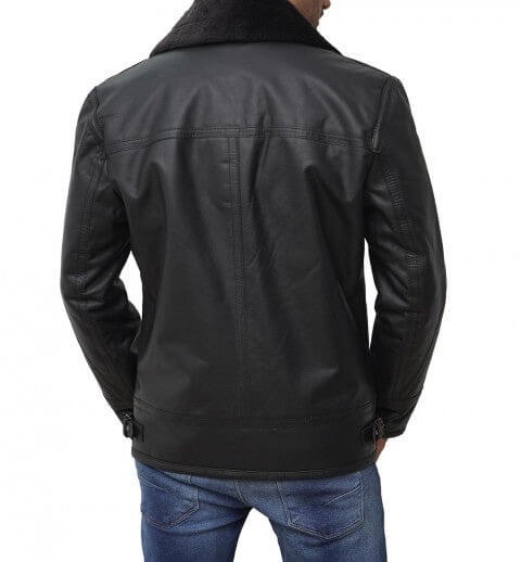 Men's Black Shearling-Lined Leather Jacket