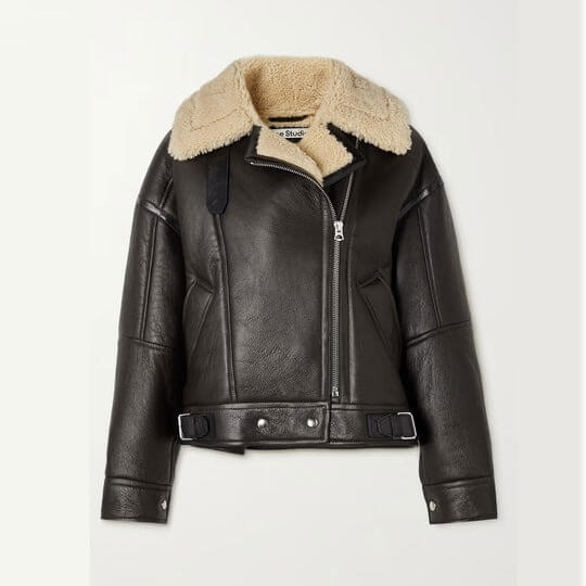 Black Women's B3 RAF Aviator Cowhide Shearling Leather Jacket