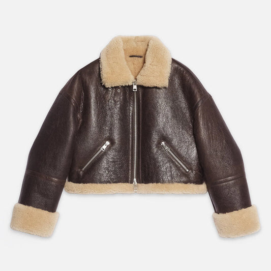 Women's Classic Brown Aviator Jacket