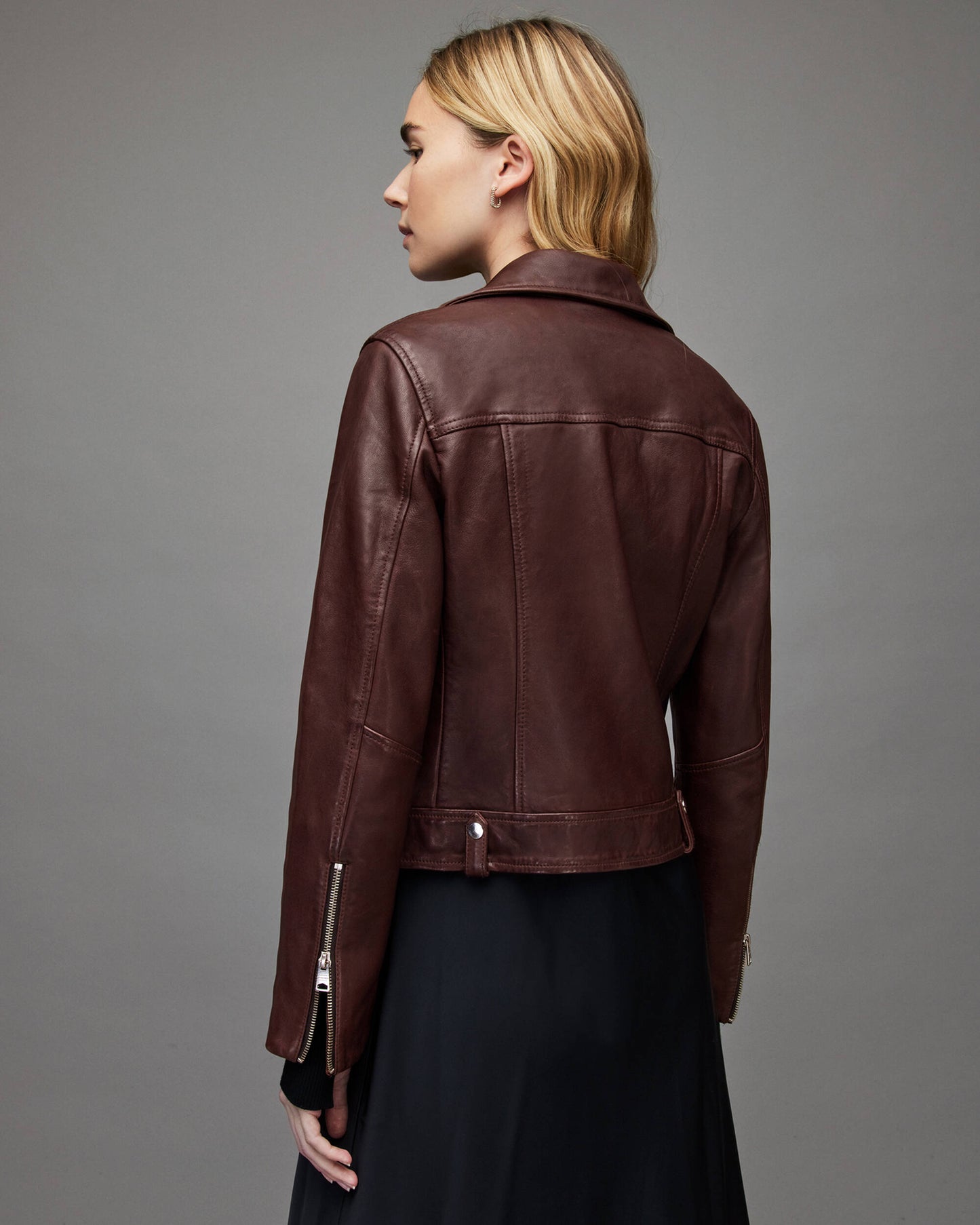 TOPGURUJACKETS Women's Leather Biker Jacket in Maroon