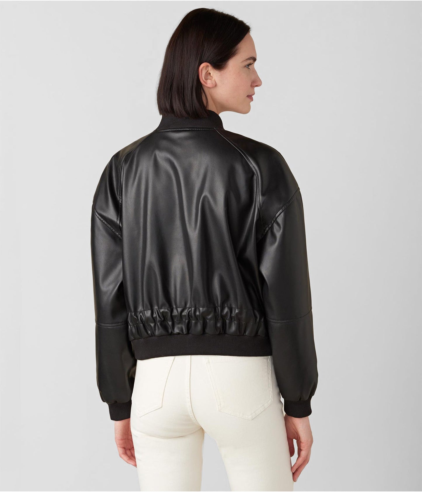 TopGuru Women's Black Leather Bomber Jacket