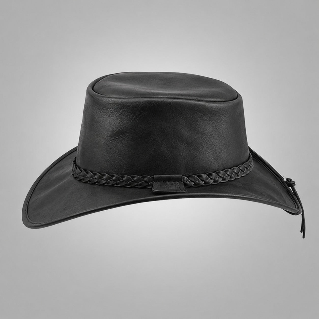Women Stylish Black Leather Cowgirl Western Hat