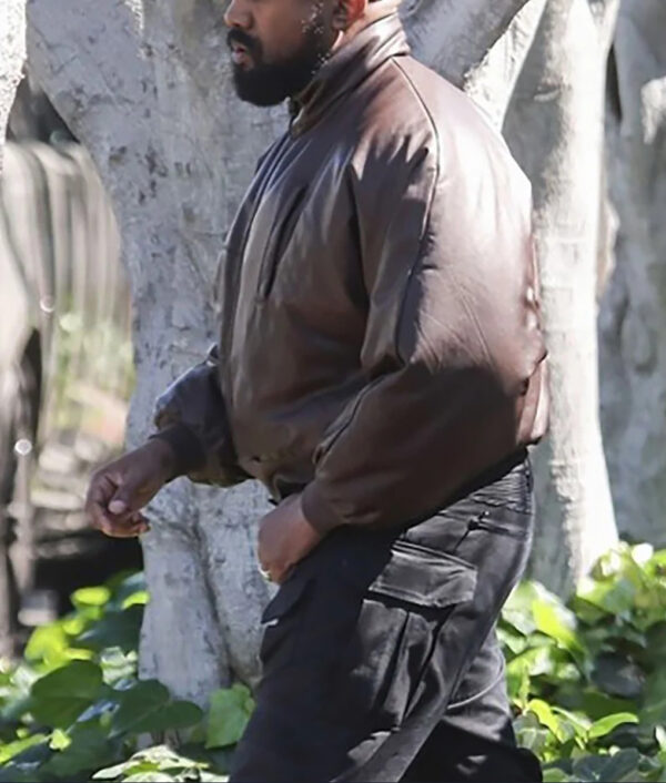 Kanye West Inspired Brown Bomber Leather Jacket