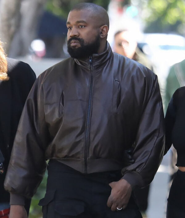 Kanye West Inspired Brown Bomber Leather Jacket