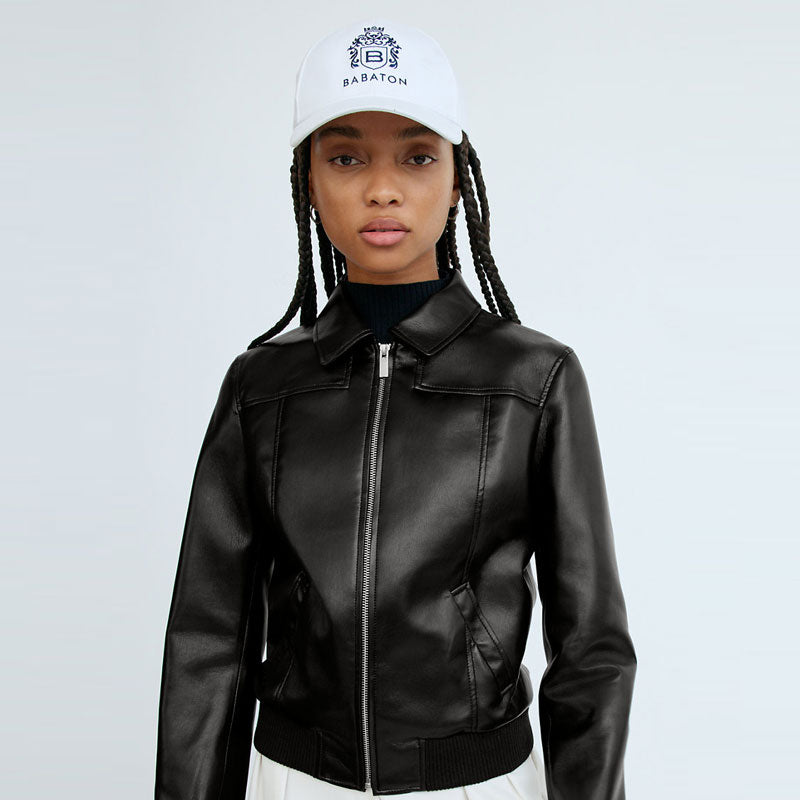 Black Women Aviator Sheepskin Shearling Motorbike  Leather Bomber Jacket