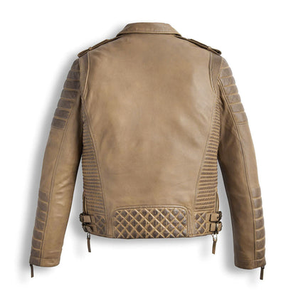 Men's Desert Brown Waxed Biker Leather Motorbike Jacket