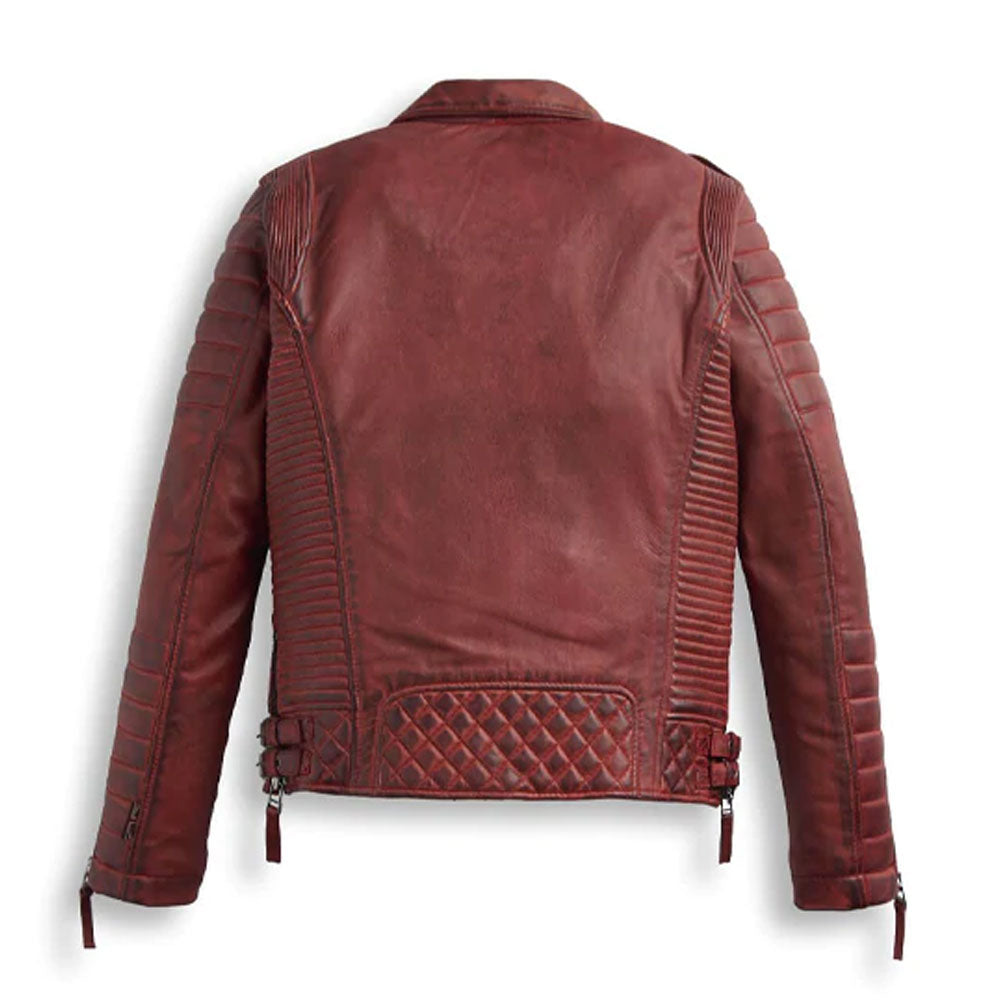 Men's Red Biker Leather Motorbike Jacket