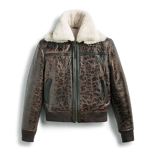 Men Shearling RAF Aviator Leather Bomber Jacket