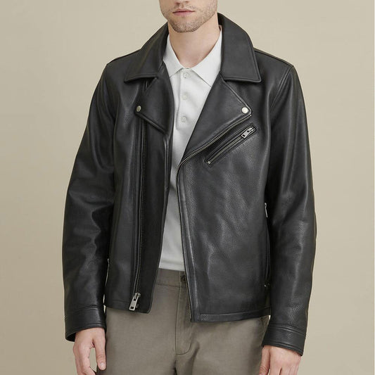 Men's Real Leather Motorbike Moto Jacket