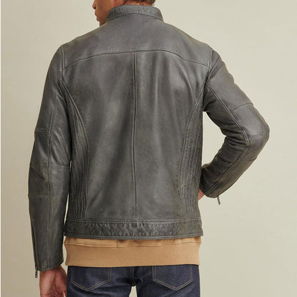 Men's Greenish Motorbike Leather Moto Jacket