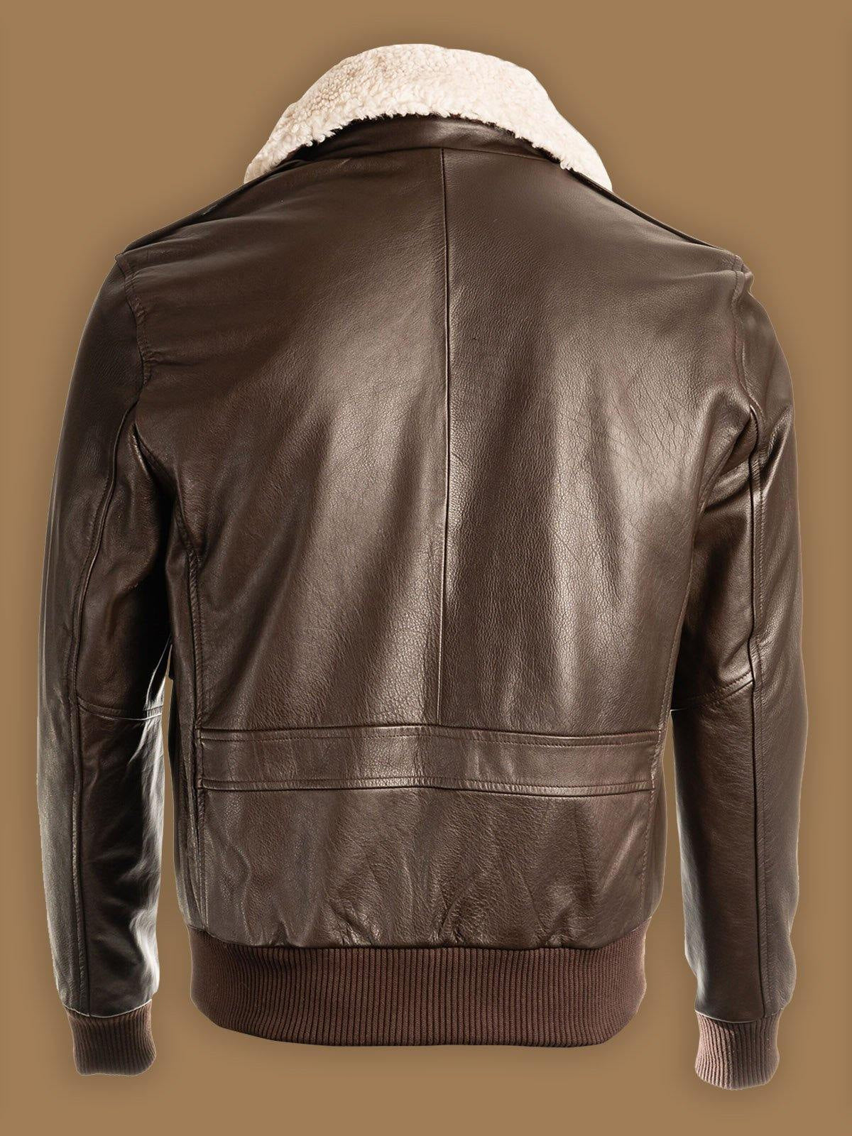 Men's Brown Pilot Shearling Bomber Leather Jacket