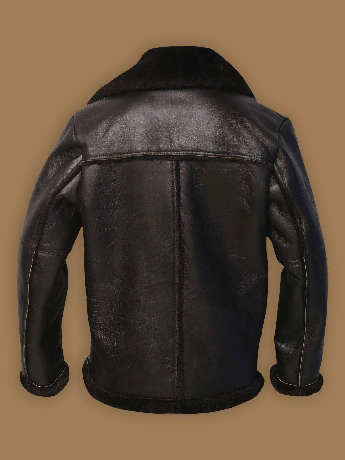 Men's Dark Brown Shearling Bomber Aviator Jacket