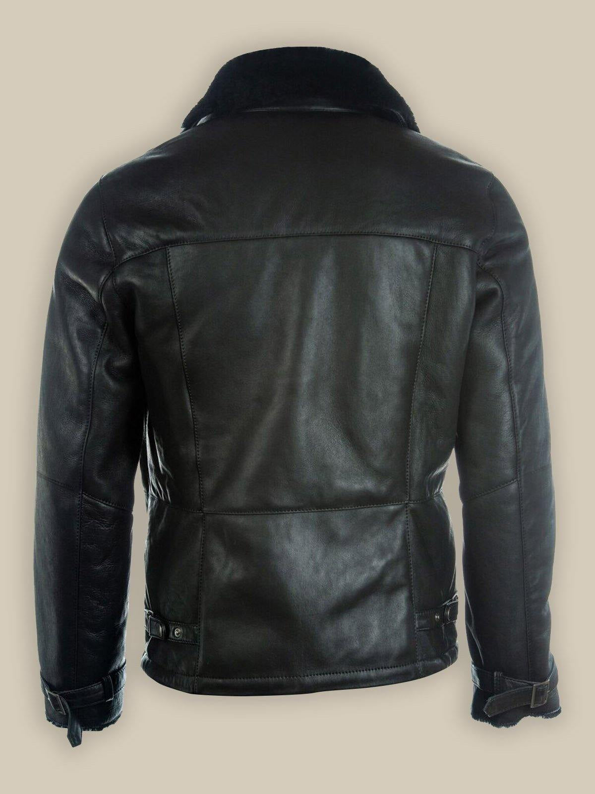 Men's Pure Black B3 Shearling Bomber Leather Jacket