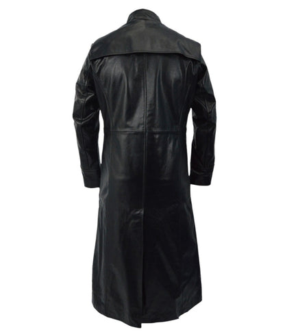 Iconic Keanu Reeves' Long Black Leather Coat from "The Matrix"