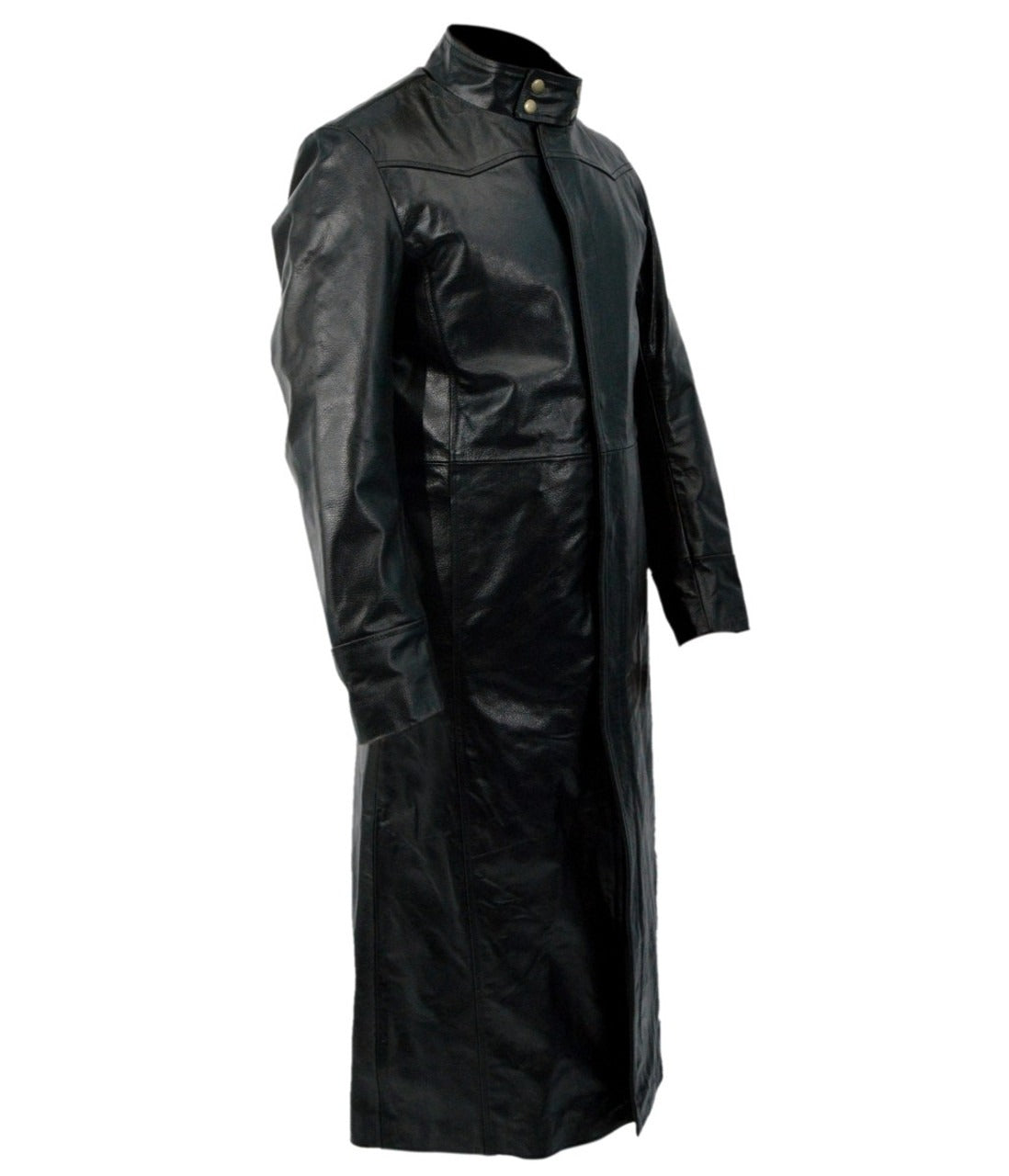 Iconic Keanu Reeves' Long Black Leather Coat from "The Matrix"