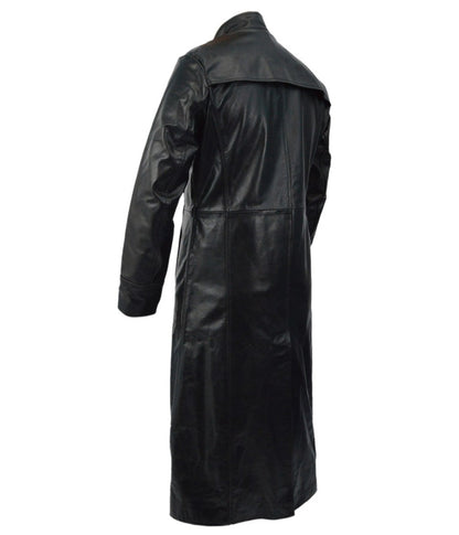 Iconic Keanu Reeves' Long Black Leather Coat from "The Matrix"