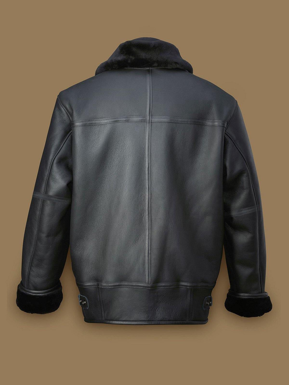 Men's Black Aircraft Shearling Bomber Leather Jacket