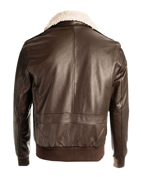 Men’s Brown Pilot Bomber Shearling Jacket - TopGuruJackets