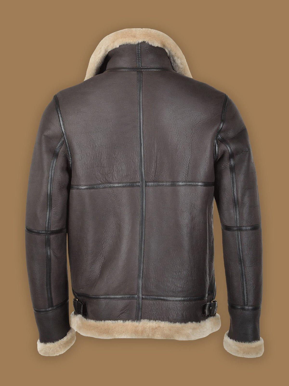 Men's Dark Brown RAF Shearling Bomber Leather Jacket