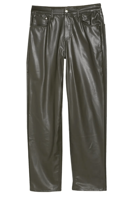 Stylish Men's Leather Pants in Khaki Green - Contemporary Comfort