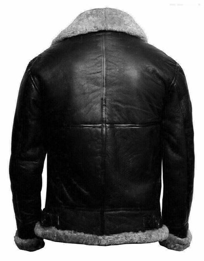  Authentic Men's B3 Bomber Flying RAF Aviator Real Fur Collar Leather Jacket