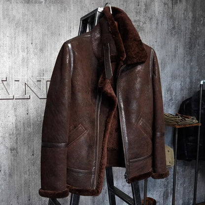 Men's Classic B3 Sheepskin Brown Shearling Leather Jacket